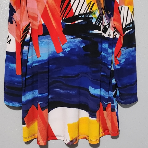 JESS & JANE Monet Print Tunic Top Plus Size 1X Colorful Abstract Art Made in USA - Picture 8 of 14